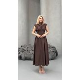 Paraf style Drapeli Midi Boy Şık Abiye Elbise