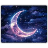 Parlak Ay ve Yıldız Baskılı Mouse Pad 18X22 cm