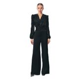 Parlak Çizgili Bodysuit Bluz - SİYAH