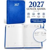 Pars 17X24 Suni Deri 2027 Ajanda - Mavi