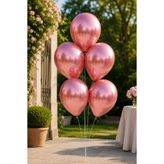 Parti dolabı 5li Krom Pembe Balon Parlak