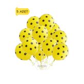 parti pera Sarı Siyah Puantiyeli Baskılı Balon 5 Adet