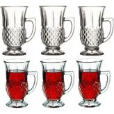 Paşabahçe 6 Adet Kulplu Bardak 160 Cc Cam Desenli Kahve Çay Servis Seti