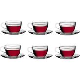 Paşabahçe Basic 12 Parçalı Cam Çay Fincan Takımı Şeffaf Desensiz Kulplu 6'lı Set 97948