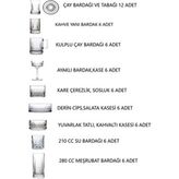Paşabahçe Elysia 60 Parça Cam Çay Takımı, Bardak, Kase Seti Modern Desen ile Şık Sunum - Beyaz - 0 - 499 ml