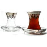Paşabahçe Ottoman Platin Yaldız 6 Kişilik Çay Takımı