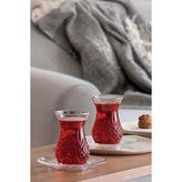 Paşabahçe Timeless Kesme Kristal Çay Bardağı Seti 12 Parça Cam Desenli Şık Sunum