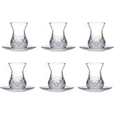 Paşabahçe Timeless Kesme Kristal Çay Bardağı Seti 12 Parça Şeffaf Cam Desenli Takım 96992