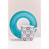 Paşabahçe Turkuaz Beyaz Nazar Çiçeği Porselen Espresso Fincanı, Espresso Fincanı, 1 Adet