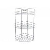 Paslanmaz Çelik Krom Banyo Köşesi 3 Katlı Şampuanlık 21x21x52cm Port Raf Sistemi Metal Banyo Rafı