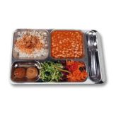 Paslanmaz Çelik Tabldot 5 Bölmeli Yemek Servis Tabağı (10 Adet)