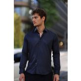 PASSERO Slim Fit Çıtçıtlı Saten Gömlek