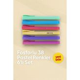 Pastel 38 Fosforlu Kalem 6'Lı Pastel Renkler