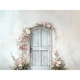 Pastel Çiçeklerle Süslenmiş Şık Kapı Arka Plan 200X150CM, Stüdyo Fonu