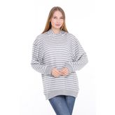 Pastelastore Çizgili Triko Oversize Sweatshirt