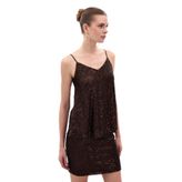Payet Detaylı Askılı Bluz - Kahve