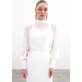 Payet Detaylı Bluz - Ekru