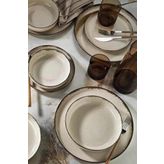 Pearl Mood 20 cm Çukur Yemek Tabağı 6 lı Tarçın