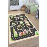 Pelura Halı Yol Desenli Baskılı Yıkanabilir Kaymaz Taban Çocuk Halısı Oyun Anaokulu ve Kreş Halısı - Çok Renkli - 160 x 250 cm