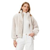 Peluş Oversize Mont Dik Yaka Fermuarlı