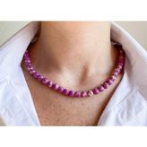 Pembe Akik Doğal Taş Kolye