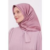 Pembe Benekli Twill İpek Eşarp