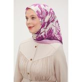 Pembe Çiçek Soyut Desen Modal İpek Eşarp