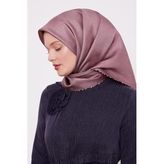 Pembe Çizgili Twill İpek Eşarp