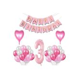 Pembe Doğum Günü Balon Set, 3