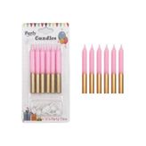 Pembe Gold İnce Mum 8 cm 6 lı