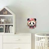 Pembe Gül Taçlı Panda Duvar Stickerı