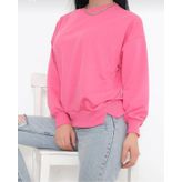 Pembe Kadın Bisiklet Yaka Sweatshirt