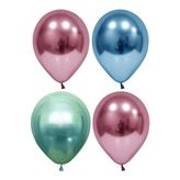 Pembe-mavi-yeşil Krom Balon 40 Adet