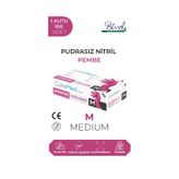 Pembe Nitril Muayene Eldiveni Pudrasız 100 Lük Kutu - Medium
