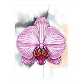 Pembe Orkide Çizimi Hediyelik Mdf Tablo