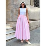 Pembe Puantiyeli Poplin Etek - S - M