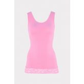 Pembe Seamless Dantelli Genis Askili Atlet