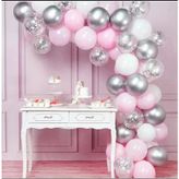 Pembe-şeffaf-gümüş Balon Seti