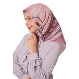 Pembe Şerit Desen Pamuk Eşarp