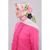 Pembe Soyut Çiçek Desen Aura Eşarp