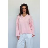 Pembe V Yaka Triko Kadın Kazak MG2501 - L