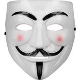 Pembe Yanaklı V For Vendetta Maskesi - Beyaz