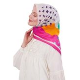 Pembe Yaprak Desen Pamuk Eşarp