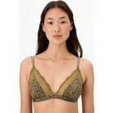 Penti Olive Green Baskılı Micro Dantel Üçgen Leopar Desenli Sütyen - 85B - Çok Renkli