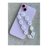 Peony Beyaz Papatya Telefon Charmı Şeffaf Janjan Kristal Telefon İpi Charm Çanta Süsü