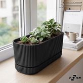 Pera Balkon Saksı (1 Adet, Siyah, 1.5 Litre) | Tabaklı