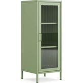Pera Camlı Metal Dolap 42X110CM, Cam Kapaklı Vitrin - Büfe - Kitaplık ve Çok Amaçlı Dolap ( Raf Ayarlanabilir) Ral 6011 Yeşil - 42 x 110 cm