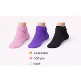 Perili Yün Bot Çorabı 3lü - 36 - 41 - Çok Renkli