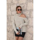 Perry Boutique Düşük Omuz Çıkarılabilir Boyunluk Detay Triko Bluz Kazak
