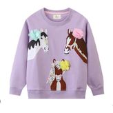 Petityu Atlı Patch Mor Sweatshirt 6-8 Yaş - 6 - 8 Yaş